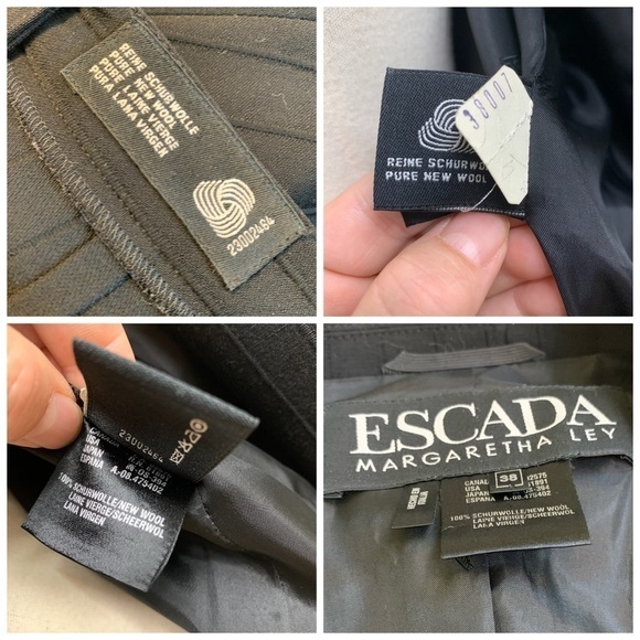 Escada Margaretha Ley Black 2 Piece Striped Wool Pants/Jacket Suit EU 38 US 6/8 - Picture 10 of 17